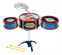 Brinquedo Instrumento Bateria Infantil Super Wings F00050 Cor Vermelha, Azul