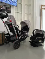 Coche Doble Infanti Duo Ride S813 Gris +2 Bases + 2 Huevitos