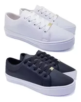 2 Pares Tênis Feminino Casual Básico Confortável Leve K129