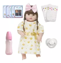 Boneca Baby Reborn 52 Cm Menina Laura + Enxoval Completo