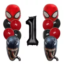 Combo Deco Spiderman Y Venom Globos De Cabezas De 45cm