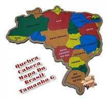 Brinquedo Madeira Quebra Cabeça Mapa Do Brasil Tam. G 26 Pcs