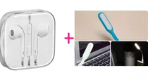 Pack Audifonos Estereo Tipo Earpod + Lámpara Usb Led Fuerte