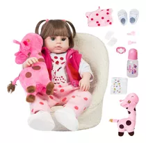 Adora Bebe Reborn Boneca Silicone Menina Com Girafinha