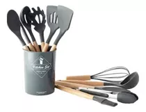 Set Utensilios Cocina Inicial Silicona Madera Plus Gourmet