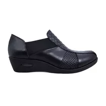 Zapatos Guaracha Cuero Negro Elastizados Gran Confort