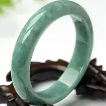 Pulsera De Jade De Barra Ancha Tallada A Mano Para Mujer, Jo