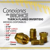 Tuerca Flared Invertido /variedad D Medidas/ Conex D Bronce 