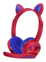 Headset Gatinha Vermelho Com Led Akz-020