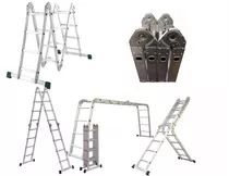 Escalera De Aluminio Multipropósito Federal Tools 4x4 Plateada