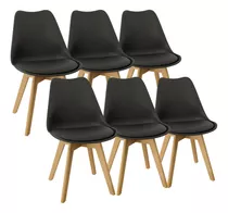 Set X 6 Sillas Eames Tulip De Comedor Almohadón Patas Madera