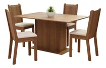 Juego Comedor Madesa Luana Mesa Tapa Madera Con 4 Sillas M/p Color Marrón