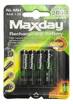 Pilas Recargables Aaa 1.2v Pack X4 2800 Mah Maxday Ni-mh