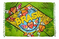 Canga De Praia Em Viscose Bandeira Do Brasil Flower Bali 