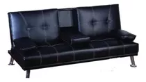 Sofa Cama Juego De Living Sillon Color Negro Modena Diseño De La Tela Pu
