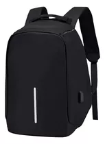 Mochila Antirrobo Impermeable Porta Notebook Usb Anticorte Color Negro Diseño De La Tela Liso