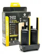 Walkie Talkie Handy Motorola T472 56km 22 Canales Base Carga Bandas De Frecuencia Uhf Color Negro/amarillo