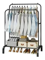 Perchero Ropa Percha Metal Organizador Estante Doble Negro