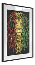 Quadro Decorativo Leão Rastafari Dreadlocks Reggae 90x60cm