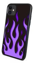 Funda Celular Diseño Flamas Morado Negro Todos Los Modelos