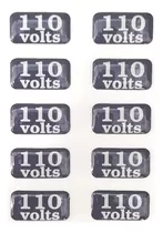 Etiquetas De Voltagem 110v Branco Resinado Fundo Preto 10pcs