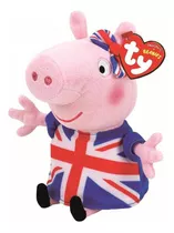 Brinquedo Peppa Pig Bicho De Pelúcia Ty Union Jack 20cm