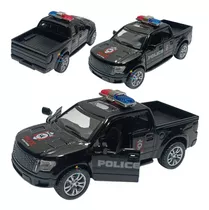 Miniatura Carro De Polícia Pick-up Police Abre Porta Fricção