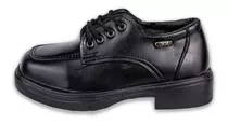 Zapato Acordonado Colegial Cosido  Ecocuero Negro