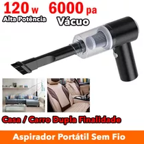 Aspirador Portátil Automotivo Potente Recarregável Premium Cor Preto 120v