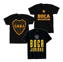 Pack 3 Remeras Club Atlético Boca Juniors - 100% Algodón 