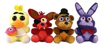 Pacote 4 Bonecos De Pelúcia Fnaf Chica Bonnie Freddy Foxy