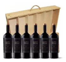 Estuche Madera Vino Alma Mora Reserva Malbec X 6 Unidades