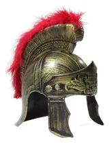 Capacete Dourado Fantasia Soldado Romano Gladiador C/ Pluma