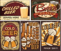 Carteles Vintage De Metal Bar Cerveza Beer Artesanal 5 Pzs  