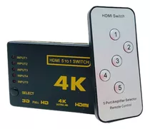 Switch Hdmi 5x1 4k Selector Multiplicador + Control Remoto