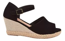 Sandália Espadrille Feminina Anabela Nobuck Salto Corda 