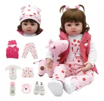 Brastoy Boneca Bebe Reborn Silicone Menina Realista 48cm