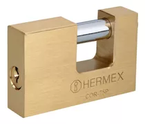 Candado Antipalanca 75 Mm Cuerpo Latón Sólido Hermex Basic Color Dorado