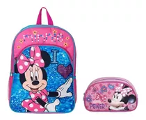 Mochila Escolar Más Estuche Grande Minnie