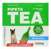 Antipulgas Pipeta Tea 0,5ml Para Gatos De Até 4 Kg Kit C/ 3