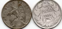 Monedas De Plata Historica Chilenas 1925 Un Peso