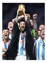 Decorativo Foto Lionel Messi Con La Copa Qatar 30x40cm Mdf