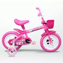 Bicicleta Infantil Track Bikes Arco Iris Aro12 Rosa Rodinhas