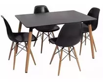 Juego Comedor Eames Mesa 4 Sillas Negro