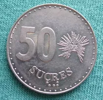 Moneda Ecuador 50 Sucres 1988 Braille La Tolita