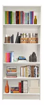 Biblioteca 5 Estantes 60x180 Melamina Librero Hogar Oficina* Color Blanco