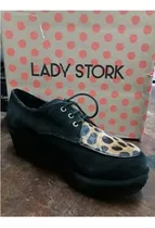 Zapatos Lady Stork Gamuza Leopardo C/cordones Sabrina