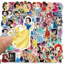Princesas Disney Stickers 50 Calcomanias Plasticas Vs Agua