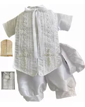 Traje Bautizo+kit Vela Ropón Bautizo Niño Mario