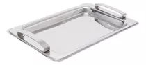 Bandeja Em Inox Retangular Com Alça Delhi 35cm Mimo Style